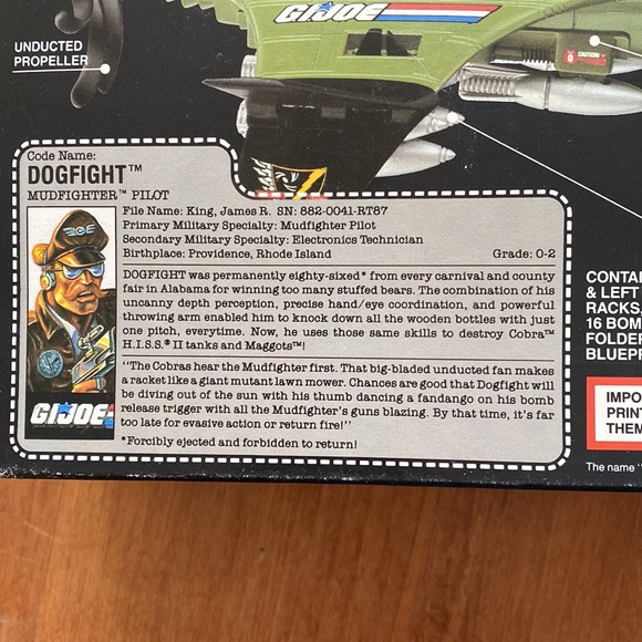 Vintage 1988 GI JOE Mudfighter with Dogfight Action Figure in Box Hasbro - Picture 8 of 13